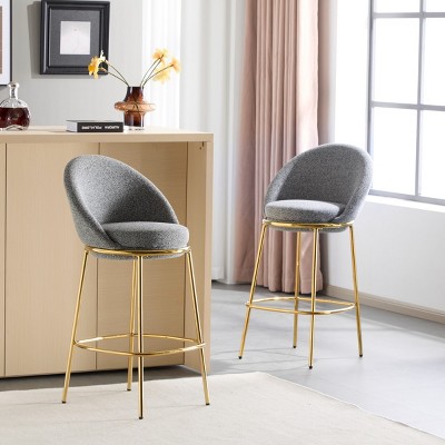 Counter Height Barstools Set of 4,Cafe Barstools with Metal Frame and Upholstered Round Seat,Modern Metal Kitchen Island Bar Chairs-Coolbibila