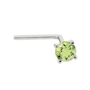 Jewelry Avalanche 22G 14K Gold L-shape Nose Stud with Peridot Gemstone - 1 of 2