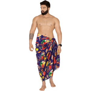 HAPPY BAY Men's Pareo Halloween Costumes Witch Swim Trunks Swimwear Cover Up Beach Wrap Summer Sarong for Men One Size Blue, Ghost - 1 of 4