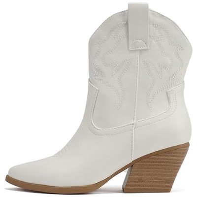 Soda “BLAZING” Women's Western Ankle Boots, Stitched, Pointed Toe, Low Heel