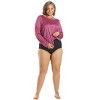 Sporti Sporti Women's Plus Size L/S Hybrid UPF 50+ Sun Shirt Fushia 2X - 4 of 4