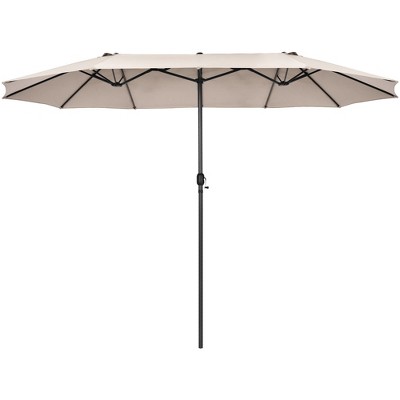 Beige 15FT Double-Sided Patio Umbrella with Metal Pole