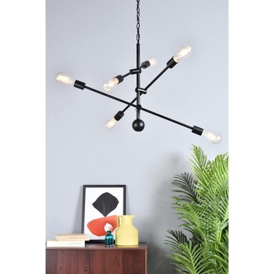 Axel 6-Light Black Steel Pendant with Adjustable Chain