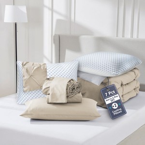 Nestl Comforter Set, 9 Piece Pinch Pleated Bedding Set, Bed in a Bag, All season Bed Set with Cooling Pillows - 1 of 4