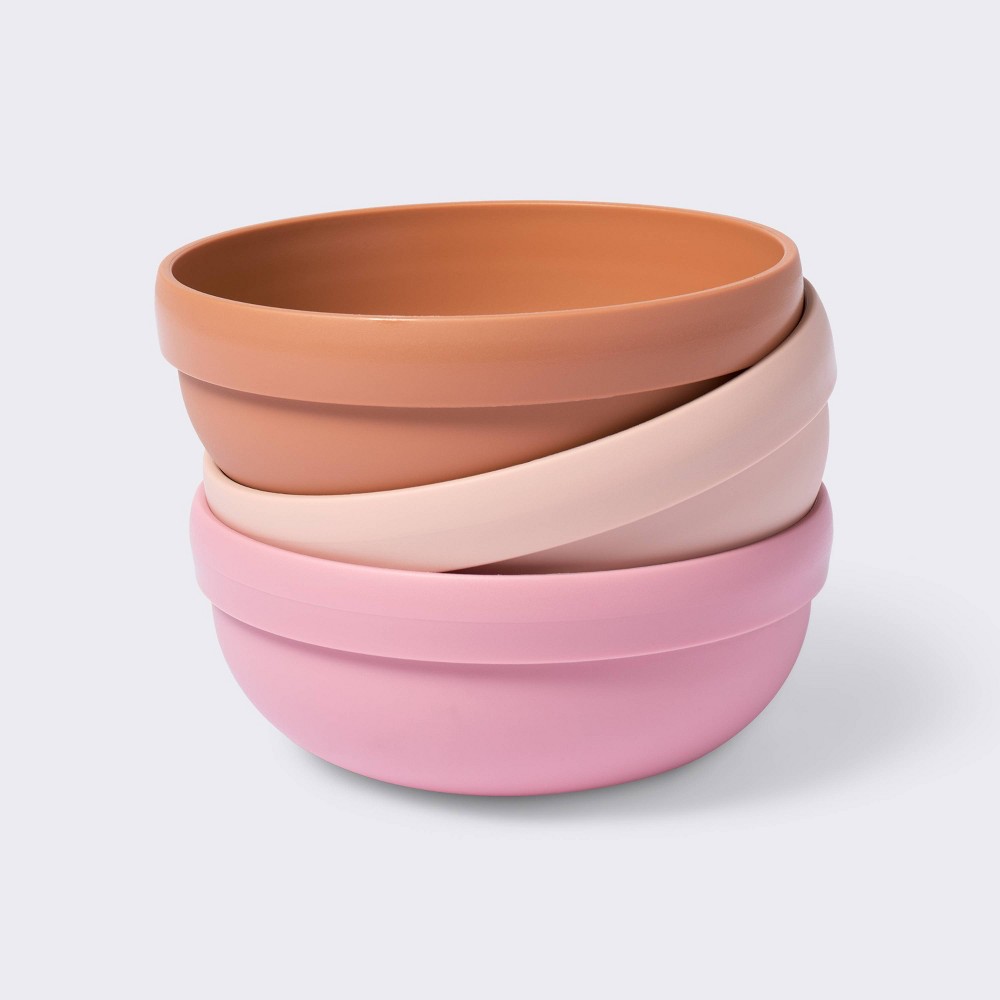 Bowls - 3pk - Rust/Pink - Cloud Island™: Solid Pattern, 5" Diameter, Round Shape, Baby Bowls