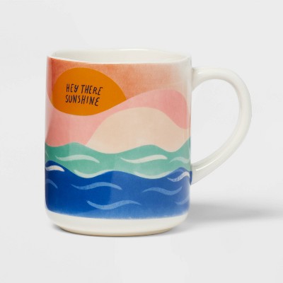 16oz Stoneware 'Hey There Sunshine' Mug White - Opalhouse™: Microwave & Dishwasher Safe, Threshold Drinkware