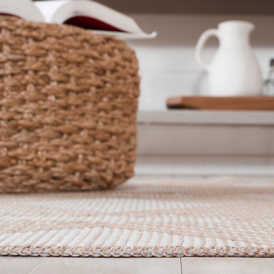 Ivory and Natural Geometric Flat Woven Area Rug