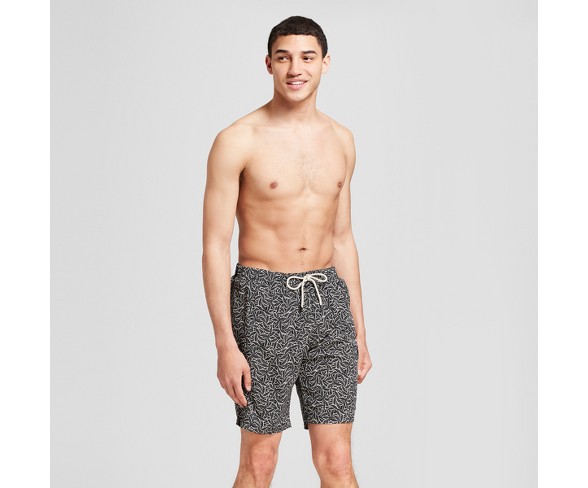 Men's 7.5" Welcome To The Jungle Swim Trunks - No Retreat Black Oatmeal S