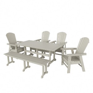 WestinTrends 6 Piece Outdoor Patio Dining Table and Armchair Dining Bench Set - 1 of 2