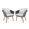 4pc All-Weather Wicker Athens Outdoor Conversation Set with 26" Coffee Table - Brown - Alaterre Furniture - 3 of 4