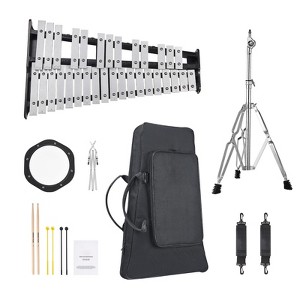 VEVOR 32 Note Glockenspiel Xylophone Bell Kit, Professional Percussion Instrument Set with Mallets, Drum Sticks, Music Stand, Gray - 1 of 4