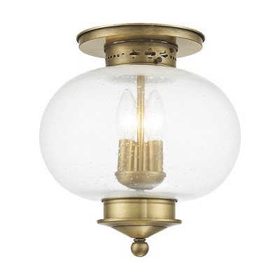Livex Lighting Harbor 3 - Light Flush Mount in  Antique Brass
