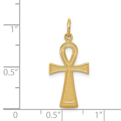 Unisex 14K Yellow Gold Textured Ankh Cross Pendant