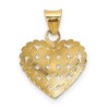Black Bow Jewelry 14k Yellow Gold and Rhodium Diamond Cut Heart Pendant, 14mm - 3 of 4