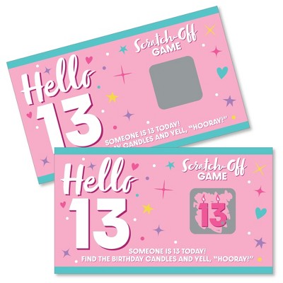 Big Dot of Happiness Girl 13th Birthday - Official Teenager Birthday Party Game Scratch Off Cards - 22 Count