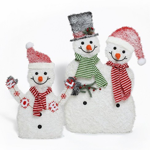 Northlight Set Of 3 Lighted Snowman Family Outdoor Christmas