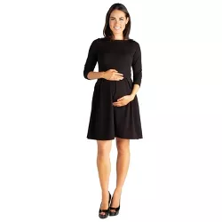 24seven Comfort Apparel Perfect Fit and Flare Maternity Pocket Dress