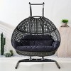 Moda Furnishings W58 in. 2-person Wicker Swing Chair With Stand - 3 of 4