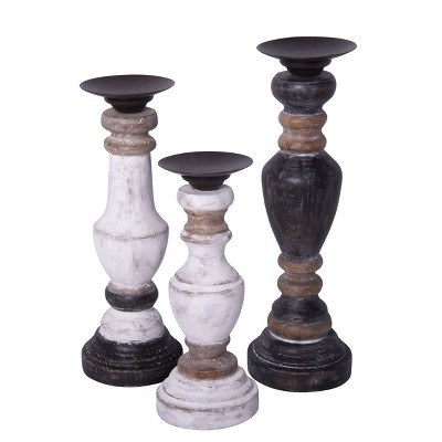 VIP Wood 15 in. Multicolor Candle Holders Set of 3