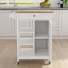 Bella Depot 25.98'' Kitchen Island Rolling Trolley Cart with Adjustable Shelves and towel rack rubber wood table top - 2 of 4