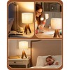 Itopfox Tripod Table Lamp with Linen Beige Shade, Small Bedside Nightstand Lamp for Nursery, Bedroom, Living Room, Light Brown Wooden Base E26 Socket - 2 of 4