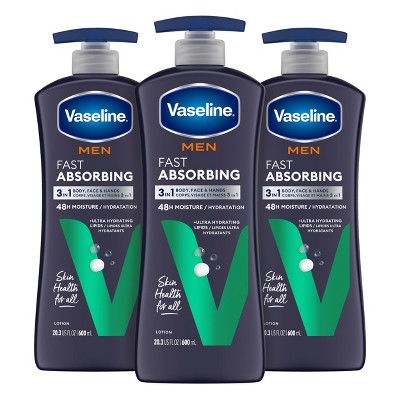 Vaseline Intensive Care Men's Fast Absorbing Hand and Body Lotion - 20.3 fl oz/3ct