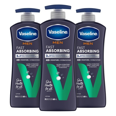 Vaseline Intensive Care Men's Fast Absorbing Hand And Body Lotion Scented -  20.3 Fl Oz/3ct : Target