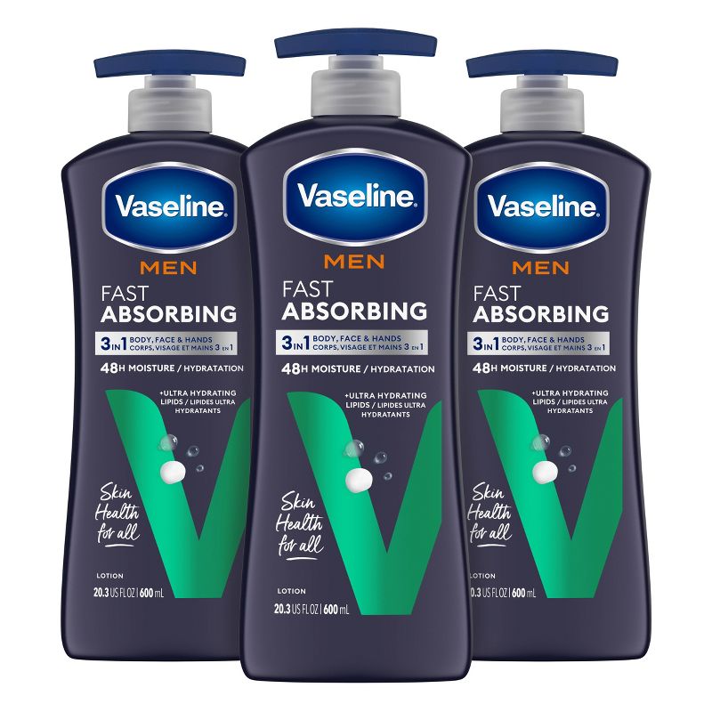 Vaseline Intensive Care Men&#39;s Fast Absorbing Hand and Body Lotion Scented - 20.3 fl oz/3ct, 1 of 6