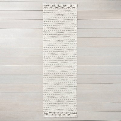 2'4" x 7' Pattern Stripe Runner Jet Gray / Sour Cream - Hearth & Hand™ with Magnolia