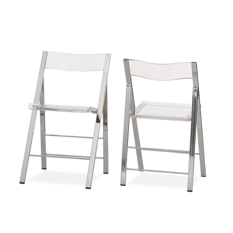 Set of 2 Acrylic Foldable Chairs Clear - Baxton Studio, 3 of 6