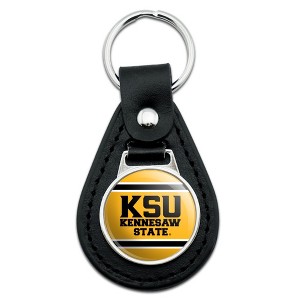 Kennesaw State KSU Stripes Black Leather Keychain - 1 of 4