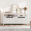 Boho TV Stand for TVs up to 70 Inch, 63 Inch Long Entertainment Center with 4 Door & Open Shelf, TV Consoles Stands for Living Room Bedroom - 3 of 4