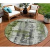 Olive Green And Ivory Abstract Washable Indoor Outdoor Area Rug - 2 of 4