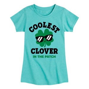Girls' - Instant Message - St. Patrick's Day Coolest Clover in the Patch Fitted Short Sleeve Graphic T-Shirt - 1 of 4
