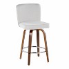 LumiSource Set of 2 Henry Counter Height Barstools Walnut Wood/White Fabric - 2 of 4