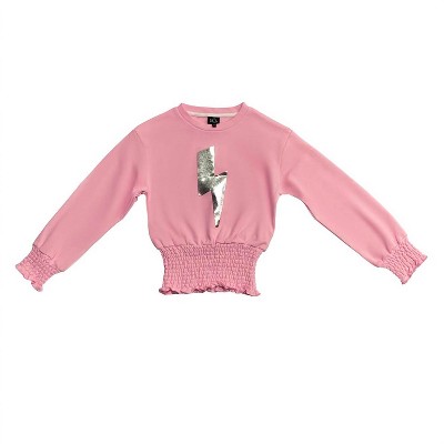 Girl Kids Lightning Bolt Pink Sweatshirt - little Olin