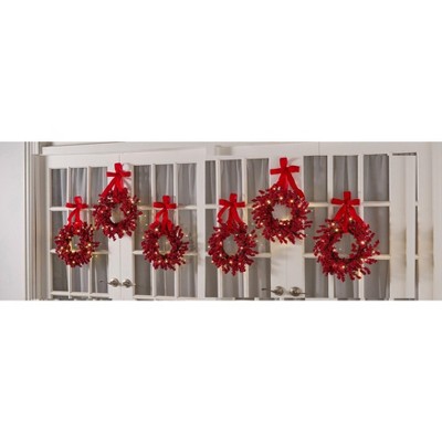BrylaneHome Red Berry 16" Mini Wreaths