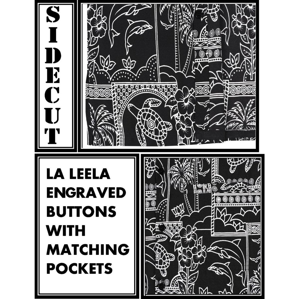 LA LEELA Mens Hawaiian Shirts Short Sleeve Button Down Shirt Mens Hawaii Shirts Boho Holiday Casual Summer Beach Shirts Funny 7XL Black,Floral - thumbnail 6