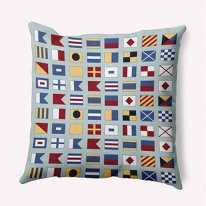 e by design Nautical Flags Decorative Throw Pillow Aqua Green: 16x16 Indoor Accent, Coastal Theme, Polyester - 1 of 4