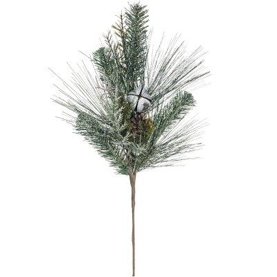 Sullivans Artificial Flocked Pine with Bells Spray 24"H Green