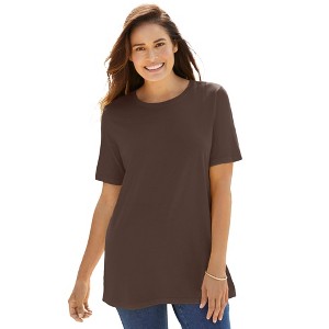 Woman Within Plus Size Perfect Short-Sleeve Crewneck Tee - 1 of 4