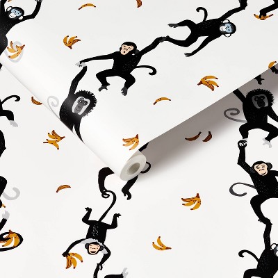 Monkey Peel & Stick Wallpaper Black/White - Pillowfort™