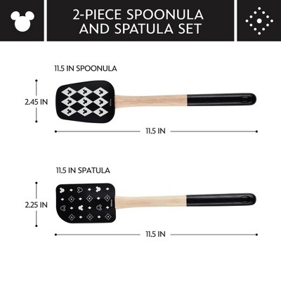 Disney Monochrome Silicone Spatula and Spoonula Set with Parawood Handles