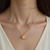 Women's Gold - Toned Copper Pendant Necklace with O - Link Chain - 2 of 4