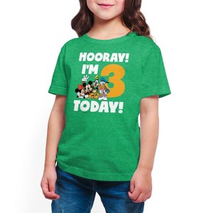 Girls' - Disney - Hooray I'm 3 Today Short Sleeve Graphic T-Shirt - 1 of 4