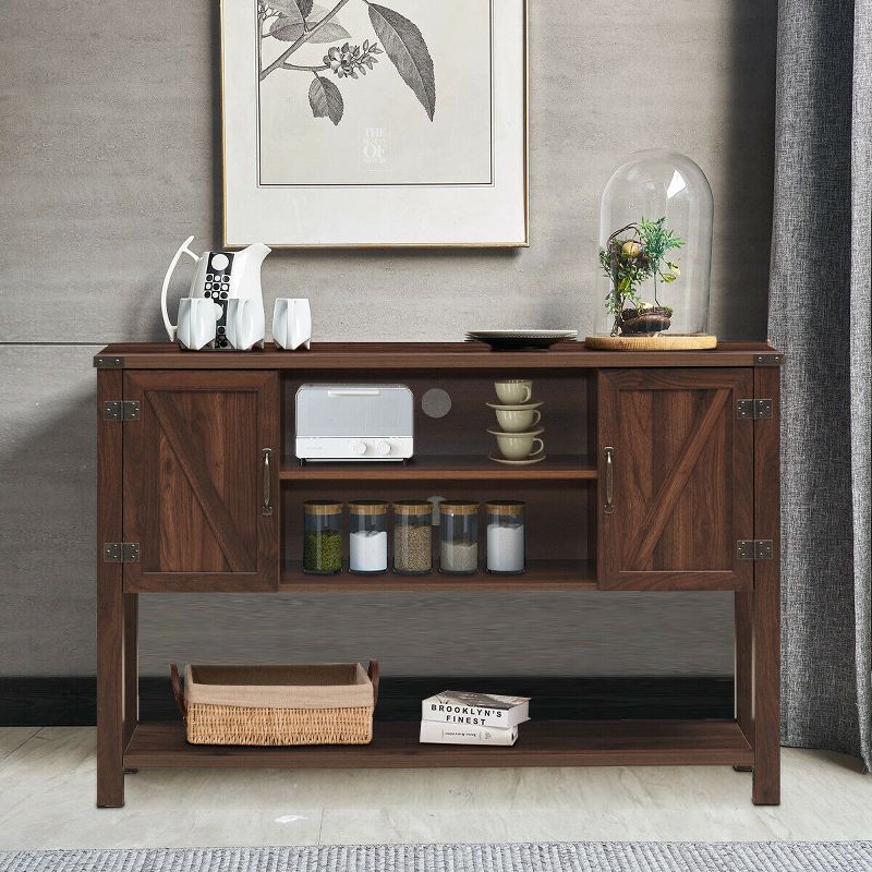 Costway Barn Door TV Stand Console Sideboard Buffet for TVs Up to 60'' w/Storage Cabinets, 5 of 11
