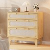 3 Drawers Dresser, Wooden Rattan Chest of Drawers with Rattan Front Spacious Storage Chest Bedside Table Nightstand Cabinet for Living Room, Closet - 3 of 4