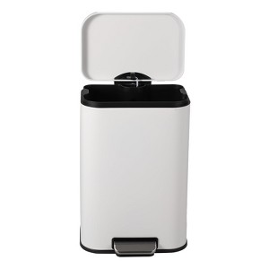 EcoSummer 3.2 Gal Stainless Steel Trash Can, Fingerprint-Proof, Soft-Close Lid, Foot Pedal, Removable Inner Bucket, White. - 1 of 4