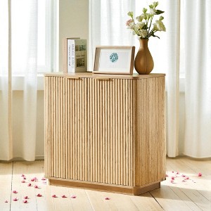Mshliw Curved Wave Design Buffet Cabinet Sideboard with Adjustable Shelves, Storage Console Table for Dining Room, Living Room, or Hallway - 1 of 4