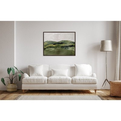 Green Mountain Landscape 30.87" x 41.87" Canvas Print with Brown Frame